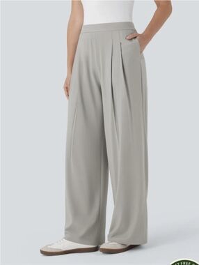 Halara Breezeful High Waist Wide Leg Quick Dry Work Career Pants XL Tall Cement